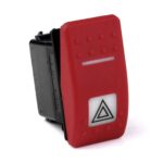 on-on Double Switch, 24V/15A, Contura II, LED 1 superbright green, LED 2 superbright green, square lens and bar lens white, symbol “hazard warning”