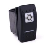 on-on Double Switch, 12V/20A, Contura II, LED 1 superbright green, LED 2 superbright green, square lens and bar lens white, symbol “A/C”, with panel seal