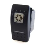 on-on Double Switch, 12V/20A, Contura II, LED 1 superbright green, LED 2 superbright red, square lens and bar lens white, symbol “A/C”