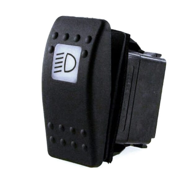 on-2xon-on Double Switch, 12V/20A, Contura II, LED 1 superbright green, square lens white, symbol "dipped beam", with panel seal