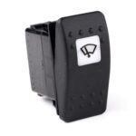 on-2xon-on Double Switch, 12V/20A, Contura II, LED 1 superbright green, square lens white, symbol “windshield wiper”