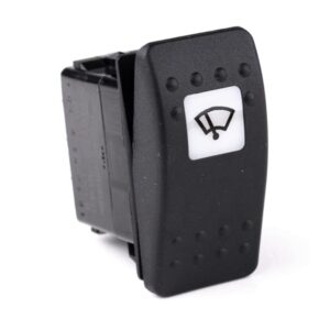 on-2xon-on Double Switch, 12V/20A, Contura II, LED 1 superbright green, square lens white, symbol "windshield wiper"