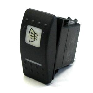 on>on Double Momentary Switch, 12V/20A, Contura II, LED 1 superbright red, LED 2 superbright green, square lens and bar lens white, symbol "windscreen heating & ventilation"