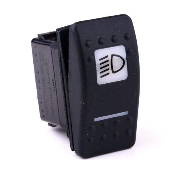 on-on-off Double Switch, 12V/20A, Contura II, LED 1 superbright green, LED 2 superbright green, square lens and bar lens white, symbol "dipped beam", with panel seal