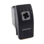 on-on-off Double Switch, 12V/20A, Contura II, LED 1 superbright green, LED 2 superbright green, square lens and bar lens white, symbol “ventilation fan or blower”, with VPS