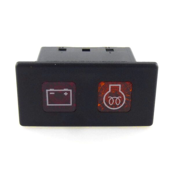 Illuminated Indicator 12V, 2 x incandescent lamp, lens red/amber, symbol "battery/preheat"