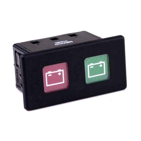 Illuminated Indicator 24V, 2x incandescent lamp, lens green/red, symbol "battery/battery"