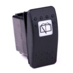 on-on<on Double Switch/Momentary Switch, 12V/20A, Contura II, LED 1 superbright green, square lens white, symbol “rear washer/wiper”