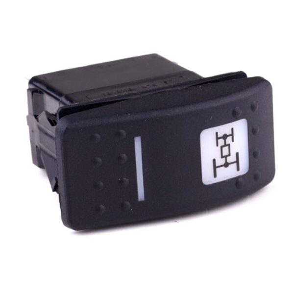 on-on<on Double Switch/Momentary Switch, 12V/20A, Contura II, LED 1 superbright red, LED 2 superbright green, square lens and bar lens white, symbol "all wheel drive"