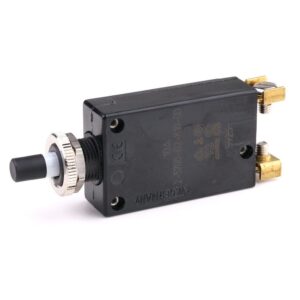 Thermal Circuit Breaker 28VDC/250VAC, 10A, for threadneck panel mounting, push to release/push to reset