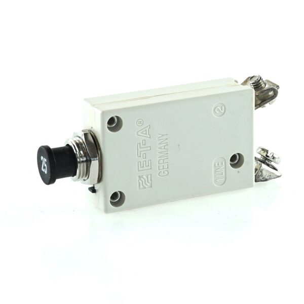 High Performance Thermal Circuit Breaker 28V, 25A, threadneck panel mounting, water protected