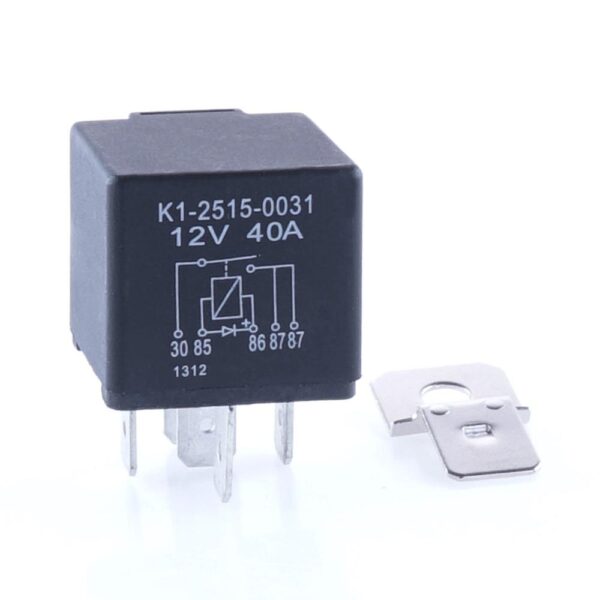 Mini Relay 12V, 40A, 2x normally open (2x87), with diode