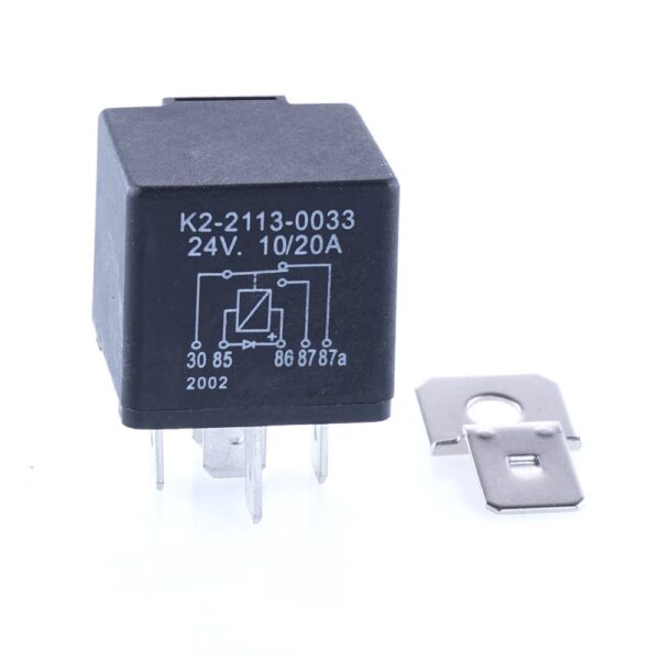 Mini Relay 24V, 10/20A, changeover contact, with diode