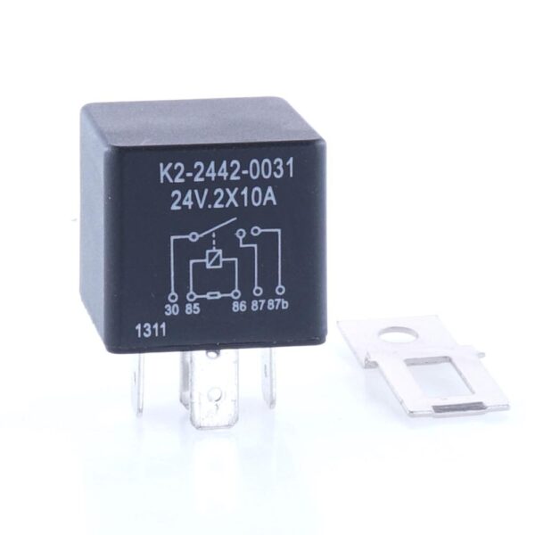 Mini Relay 24V, 2x10A, double normally open, with resistor