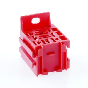 Mini Relay Socket with bracket and extension, 5x6.3mm+4x2.8mm, red (similar to RAL 3020)