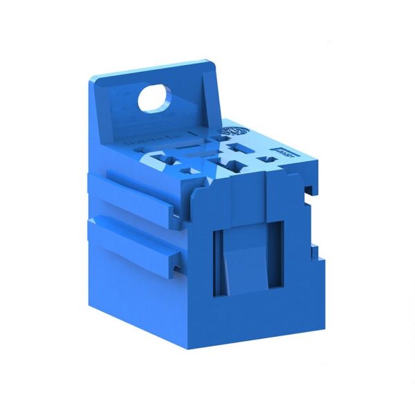 Power-Relay-Socket with bracket and extension, 2x9.5mm, 3x6.3mm+4x2.8mm, blue (similar to RAL 5015)