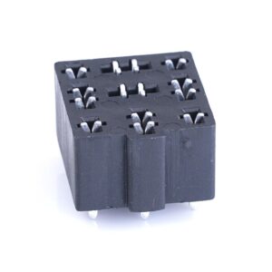 Mini-relay-socket, 9-pole, 5 x 6,3 mm + 4 x 2,8 mm, PFT, black