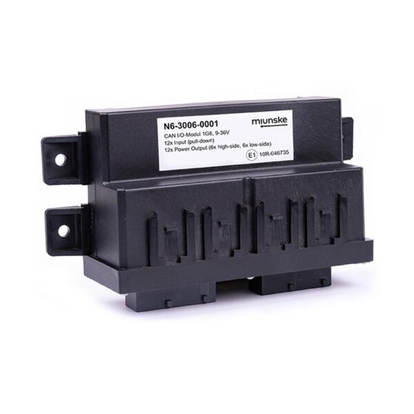 CAN I/O-Module 1G6, 9-36V, 12 x Input (pull-down), 12 x Power Output (6 x high-side, 6 x low-side), plastic cover screwed