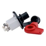 Battery Disconnect Switch, 250A/24V (2500A/5sec),flange round, shaft- Ø22mm, hole centre 38mm, Switchable on load, with rubber cap, IP66