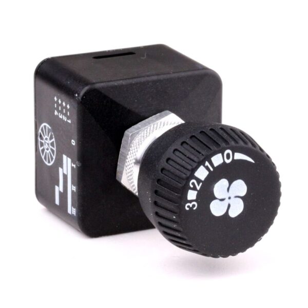 Rotary Switch, 0-I-II-III/ 4 levels, unlit, IP53, symbol "ventilation fan or blower"