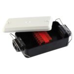 Cable Connector Box, for 4 cables (2 double bushes), 8-pole flat pin terminal board (4 pins per pole), cover of plastic with strap locking