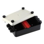 Cable Connector Box, for 6 cables, 12-pole flat pin terminal board (4 pins per pole), cover of plastic with screw locking