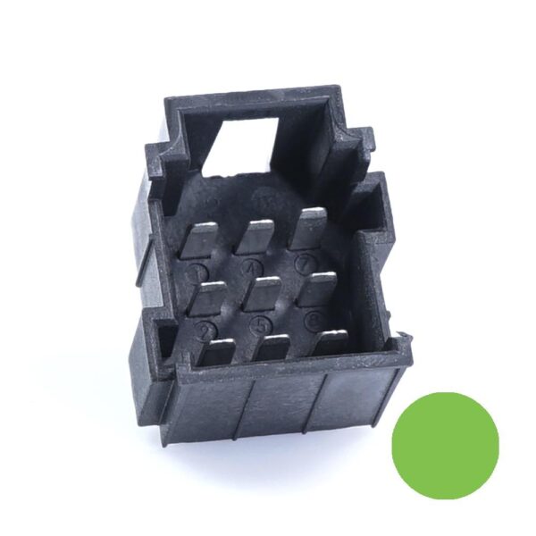 JPT-Male Connector, 9-pole (3x3), PFT, Coding A, green