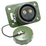 socket 2-pole, 24V, olive green, with screw cap and lanyard, without contacts