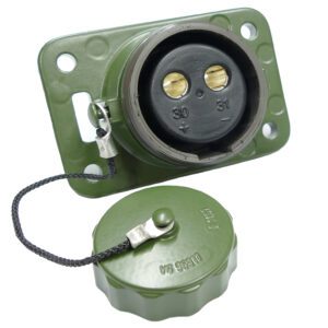 socket 2-pole, 24V, olive green, with screw cap and lanyard, without contacts