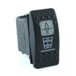 on>off<on Double Momentary Switch, 24V/15A, Contura II, LED 1 superbright green, LED 2 superbright red, square and bar lens white, symbol “lubricate”