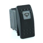 on-on-on Double Switch, 12V/10A, Contura II, LED 1 superbright green, square lens white, symbol “windshield wiper”