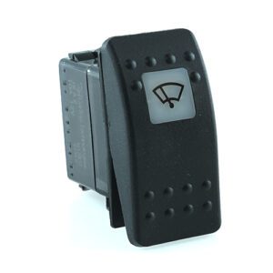 on-on-on Double Switch, 12V/10A, Contura II, LED 1 superbright green, square lens white, symbol "windshield wiper"