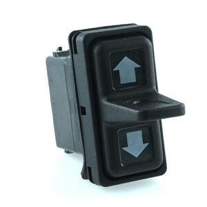 on-off-on Double Switch 12V/20A, Contura XII, LED 1 superbright green, LED 2 superbright green, square lenses green, symbol "arrow right"/"arrow left"