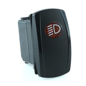 on-2xon-on Double Switch, 24V/15A, Contura V, LED 1 orange, oval lens orange, symbol "dipped beam"