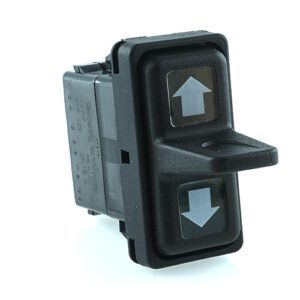on-on-on Double Switch, 12V/20A, Contura XII, LED 1 superbright green, LED 2 superbright green, square lenses green, symbol "arrow right"/"arrow left"