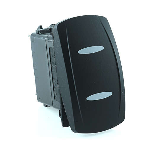on-off Switch, 24V/15A, Contura V, LED 1 superbright red, LED 2 superbright red, 2x oval bar lens laser etched