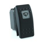 on-on Double Switch, 12V/20A, Contura II, LED 2 superbright green, square lens white, symbol “windshield wiper”, sealed