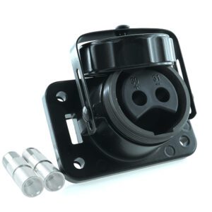 socket 24 V, 2-pole, with crimp/soldering terminals for 50 mm² cable, black