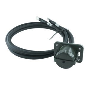 24V socket, 2-pole, olive green, screw cap, crimp/solder terminals, 35mm² cable, length 2 m, 2x M8 cable lugs