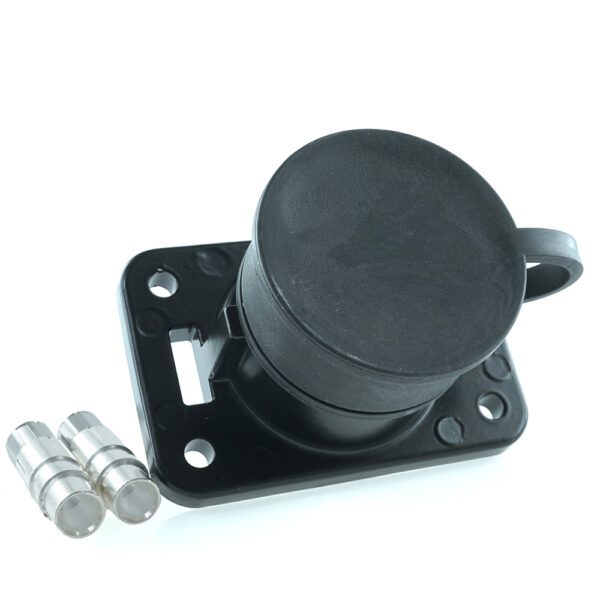 Socket 2-pole 24V, black, crimp-/soldering contact 35mm², TPE cap