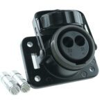 Socket 2-pole 24V, black, crimp-/soldering contact 35mm², screw cap