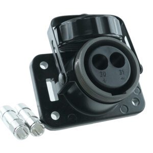 Steckdose 2-polig, schwarz , 24V mit Kontakten für 35mm² Leitung